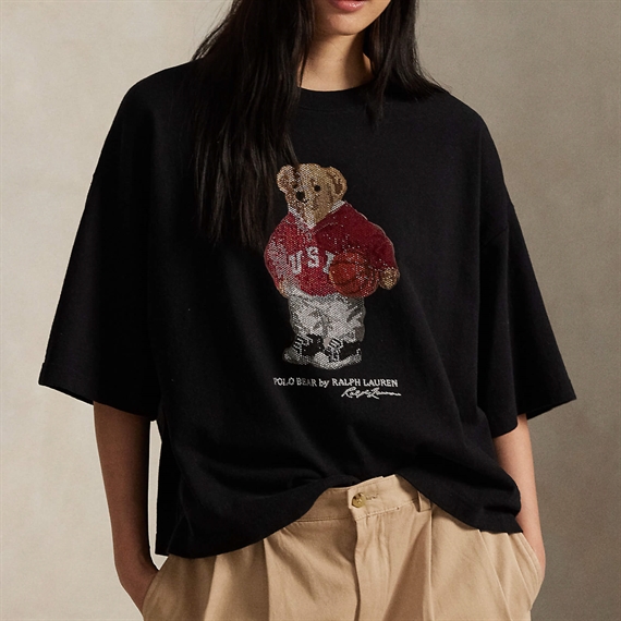 Polo Ralph Lauren Rhinestone Polo Bear T-shirt, Polo Black